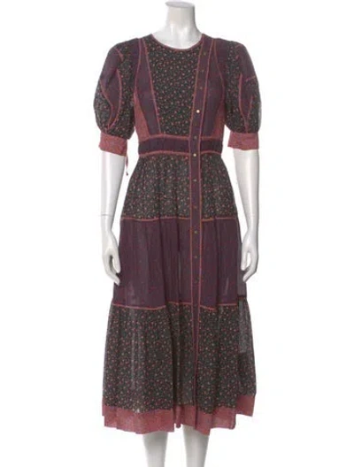 Pre-owned Ulla Johnson Printed Long Dress In Black