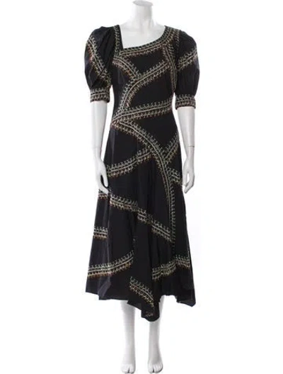 Pre-owned Ulla Johnson Printed Long Dress In Black