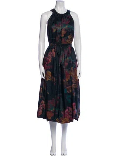 Pre-owned Ulla Johnson Printed Long Dress In Black