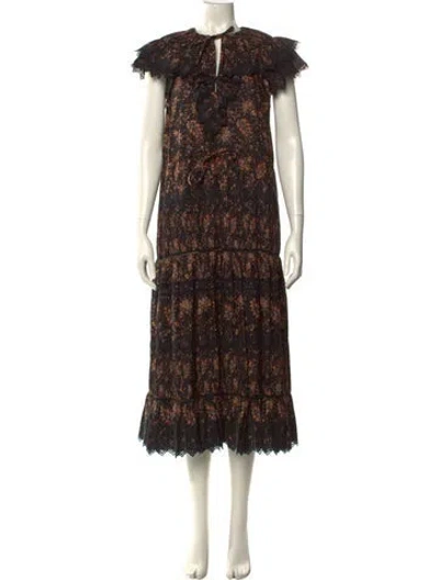 Pre-owned Ulla Johnson Printed Long Dress In Black