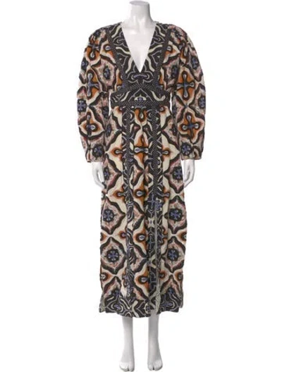 Pre-owned Ulla Johnson Printed Long Dress In Black