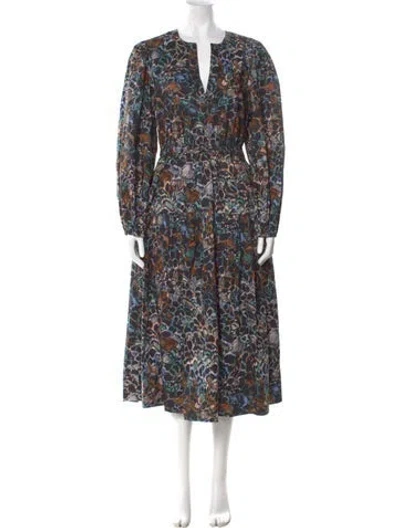 Pre-owned Ulla Johnson Printed Long Dress In Black