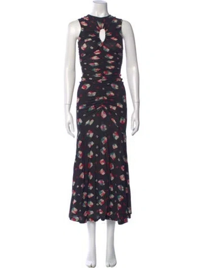 Pre-owned Ulla Johnson Printed Long Dress In Black
