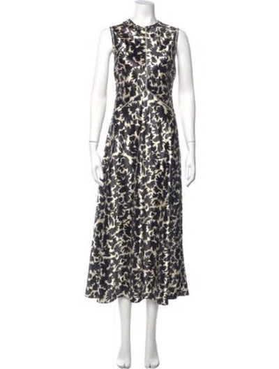 Pre-owned Ulla Johnson Printed Long Dress In Black