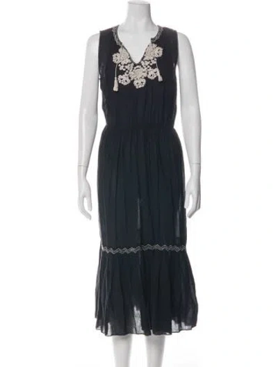 Pre-owned Ulla Johnson Printed Long Dress In Black
