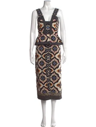 Pre-owned Ulla Johnson Printed Long Dress In Black