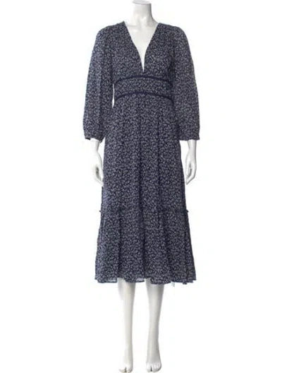 Pre-owned Ulla Johnson Printed Long Dress In Blue