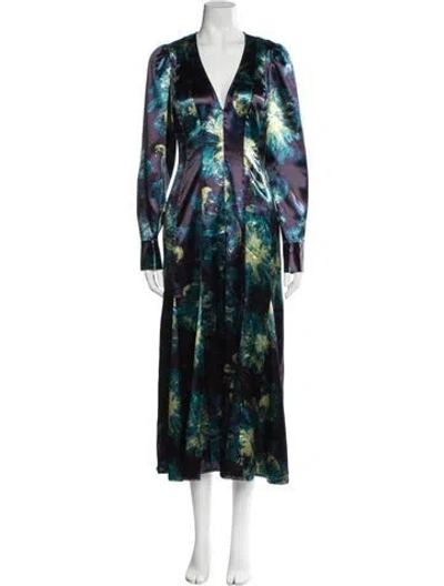 Pre-owned Ulla Johnson Printed Long Dress In Blue