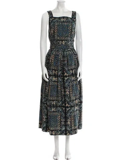 Pre-owned Ulla Johnson Printed Long Dress In Blue