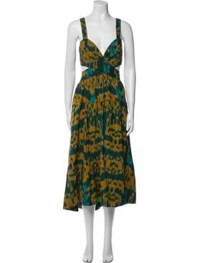 Pre-owned Ulla Johnson Printed Long Dress In Blue