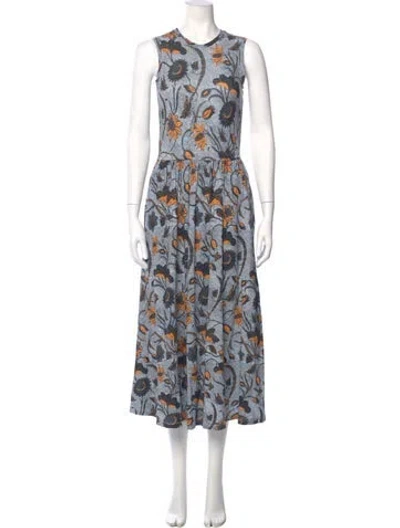 Pre-owned Ulla Johnson Printed Long Dress In Blue