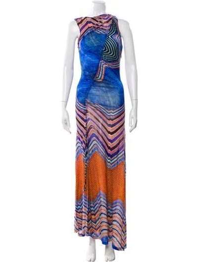 Pre-owned Ulla Johnson Printed Long Dress In Blue