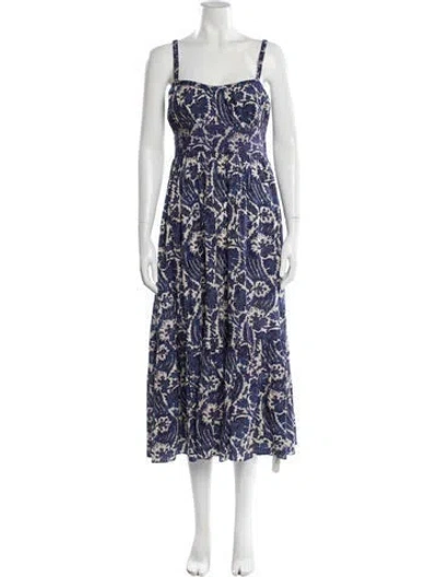 Pre-owned Ulla Johnson Printed Long Dress In Blue