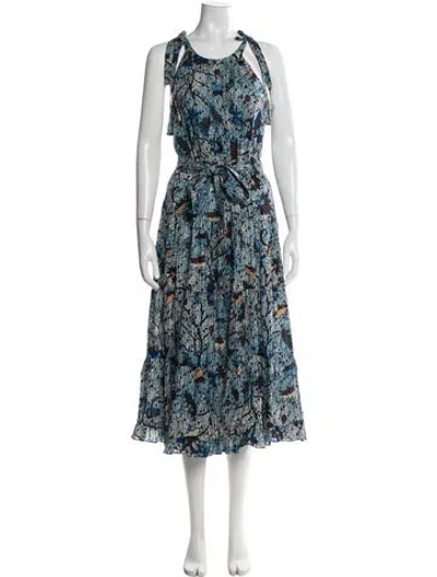 Pre-owned Ulla Johnson Printed Long Dress In Blue