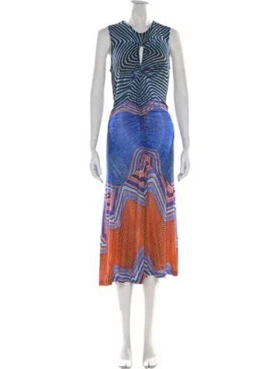 Pre-owned Ulla Johnson Printed Long Dress In Blue