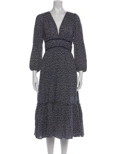 Pre-owned Ulla Johnson Printed Long Dress In Blue