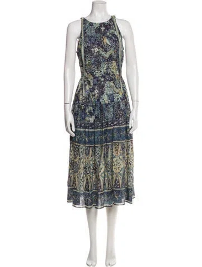 Pre-owned Ulla Johnson Printed Long Dress In Blue