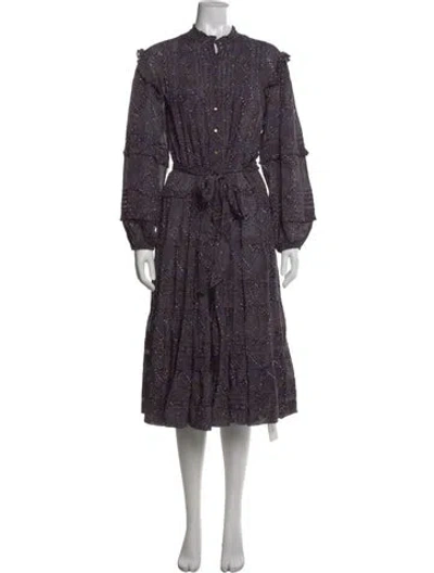 Pre-owned Ulla Johnson Printed Long Dress In Blue