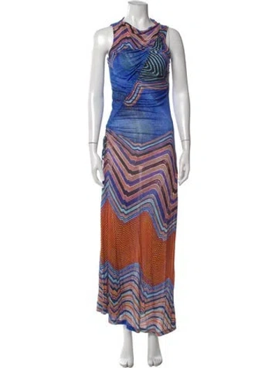 Pre-owned Ulla Johnson Printed Long Dress In Blue