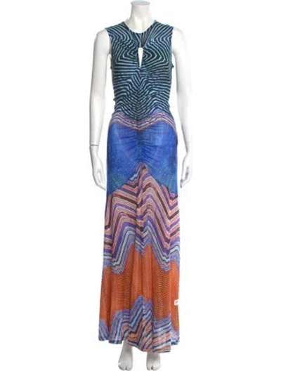 Pre-owned Ulla Johnson Printed Long Dress In Blue