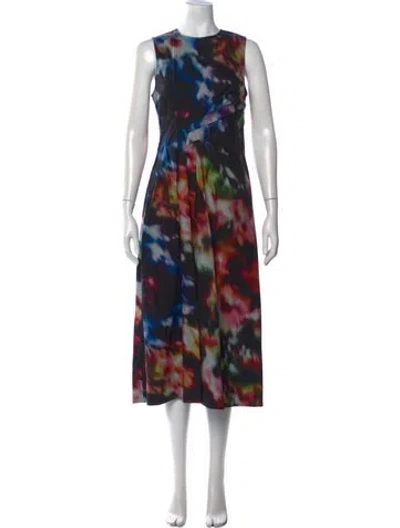 Pre-owned Ulla Johnson Printed Long Dress In Blue