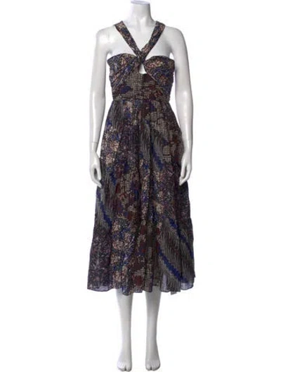 Pre-owned Ulla Johnson Printed Long Dress In Blue