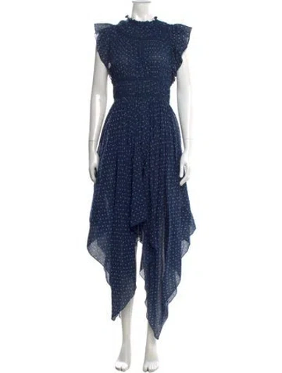 Pre-owned Ulla Johnson Printed Long Dress In Blue