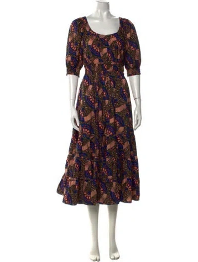 Pre-owned Ulla Johnson Printed Long Dress In Blue/green/pink