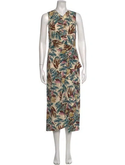 Pre-owned Ulla Johnson Printed Long Dress In Brown