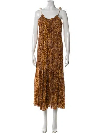 Pre-owned Ulla Johnson Printed Long Dress In Brown
