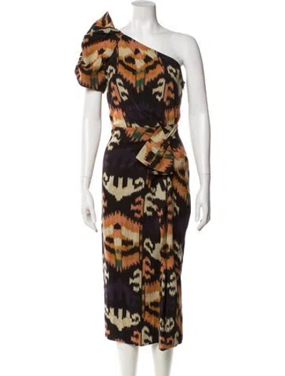 Pre-owned Ulla Johnson Printed Long Dress In Brown