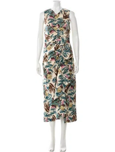 Pre-owned Ulla Johnson Printed Long Dress In Brown