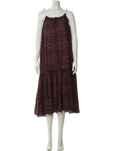 Pre-owned Ulla Johnson Printed Long Dress In Brown
