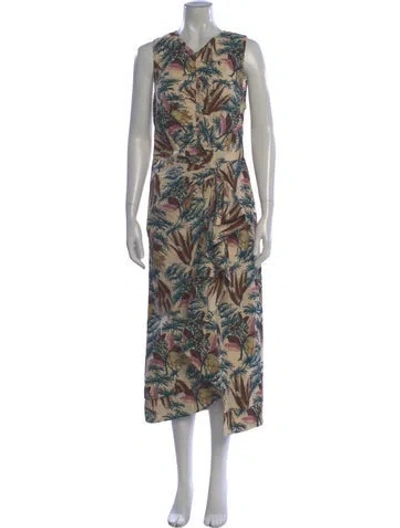 Pre-owned Ulla Johnson Printed Long Dress In Brown