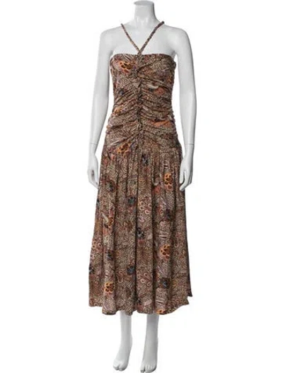 Pre-owned Ulla Johnson Printed Long Dress In Brown