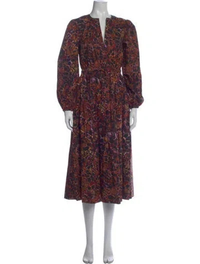 Pre-owned Ulla Johnson Printed Long Dress In Brown