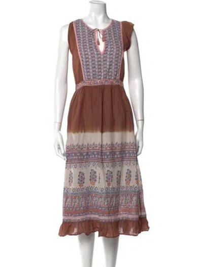 Pre-owned Ulla Johnson Printed Long Dress In Brown