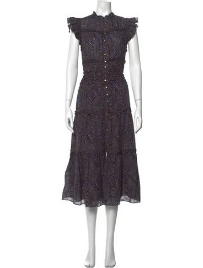 Pre-owned Ulla Johnson Printed Long Dress In Brown