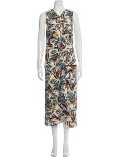 Pre-owned Ulla Johnson Printed Long Dress In Brown