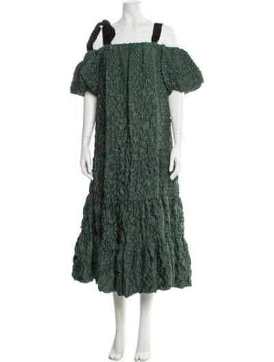 Pre-owned Ulla Johnson Printed Long Dress In Green