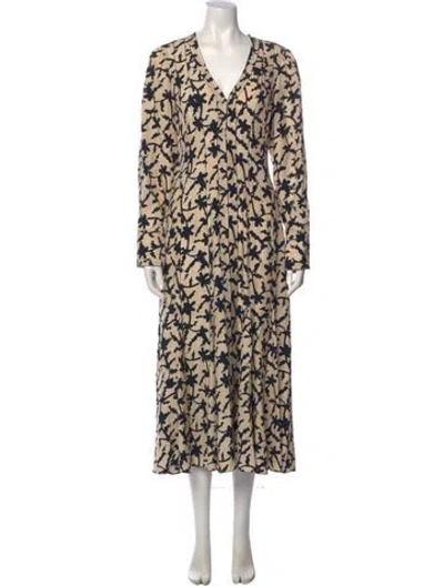 Pre-owned Ulla Johnson Printed Long Dress In Green