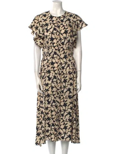 Pre-owned Ulla Johnson Printed Long Dress In Green