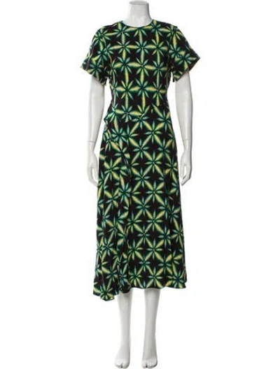 Pre-owned Ulla Johnson Printed Long Dress In Green