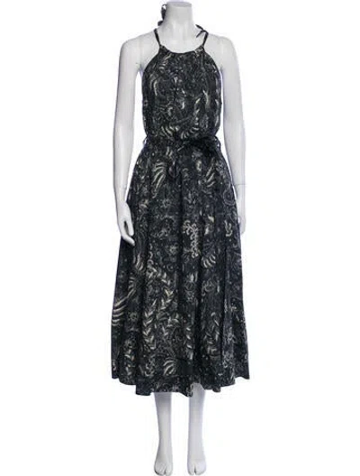 Pre-owned Ulla Johnson Printed Long Dress In Green