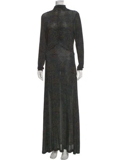 Pre-owned Ulla Johnson Printed Long Dress In Green