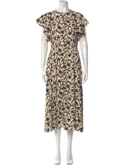 Pre-owned Ulla Johnson Printed Long Dress In Green