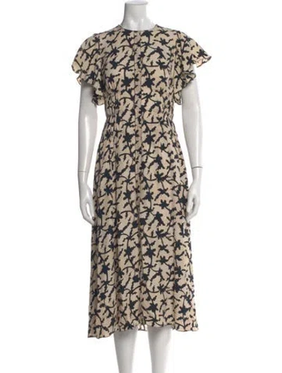 Pre-owned Ulla Johnson Printed Long Dress In Green