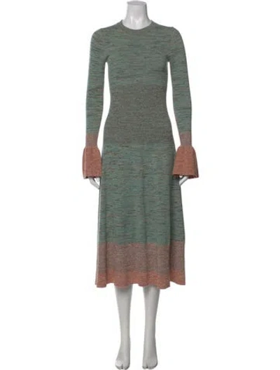 Pre-owned Ulla Johnson Printed Long Dress In Green
