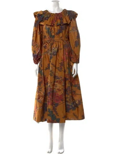 Pre-owned Ulla Johnson Printed Long Dress In Neutral