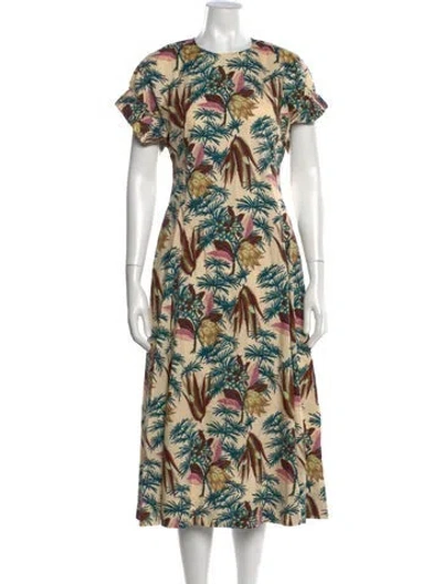 Pre-owned Ulla Johnson Printed Long Dress In Neutral